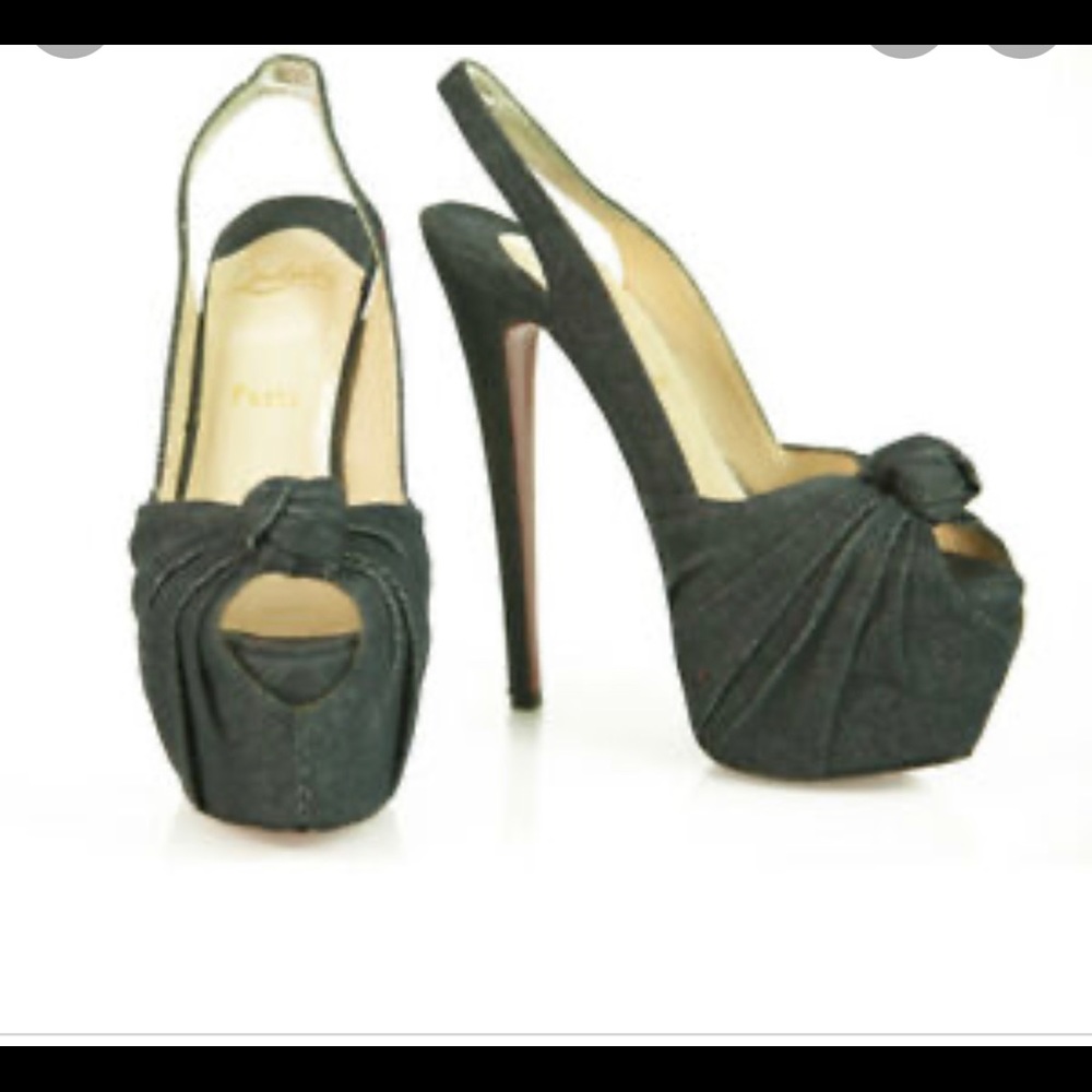 Christian Louboutin Jenny Sling Black Satin Pumps